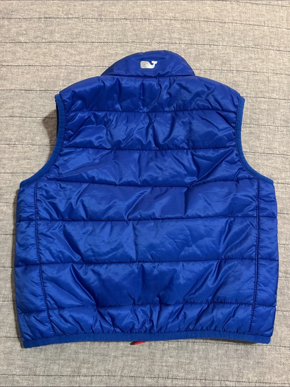 Vineyard Vines Bright Blue Quilted Nylon Vest with Red Zipper Accents 3T unisex